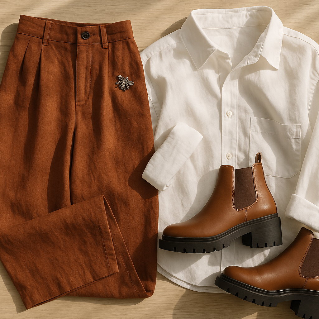 Off-duty outfit flatlay showing clothing choices typical of NHS workers off-duty fashion UK